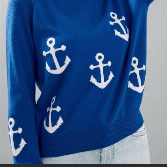 NWT Anthropologie Brodie Anchors Away 100 percent Cashmere Sweater XS NEW - Picture 4 of 7